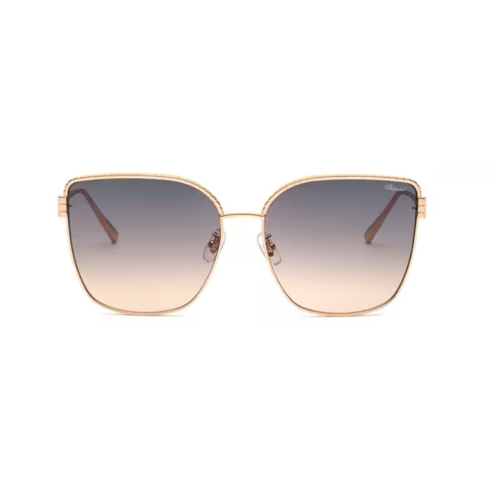 NWT Chopard Gold Butterfly Sunglasses Metal Frame Smoke Gradient Lenses